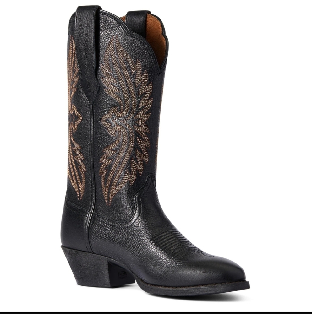 Ariat NWT Leather Black and Brown Heritage R Toe StretchFit Boots Size 7
